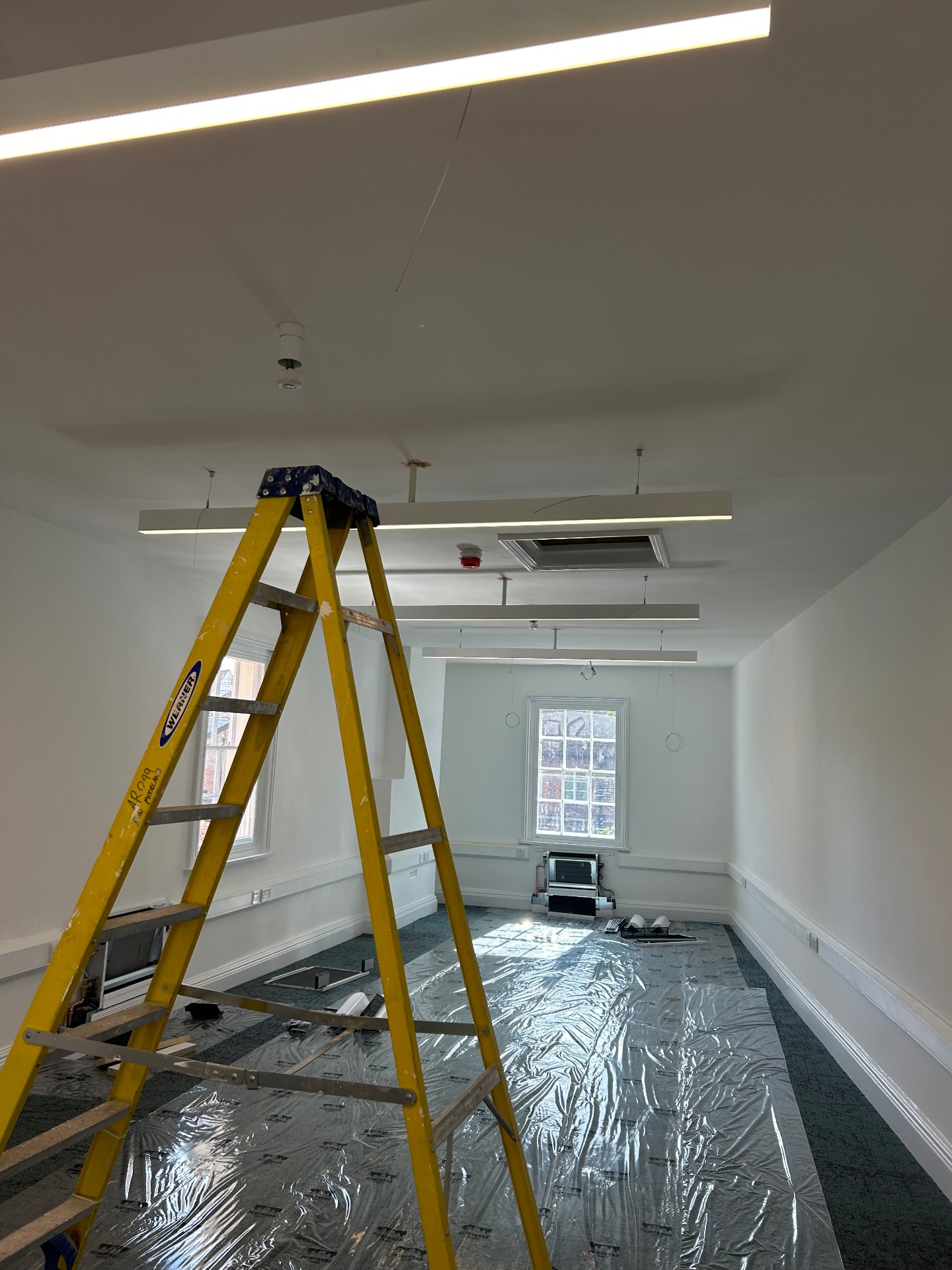 Commercial LED lighting and fire alarm installation in Surrey office