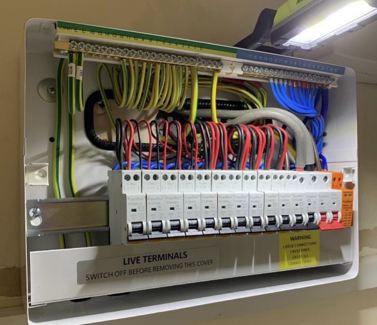 FuseBox consumer unit with MCBs installed in Cobham