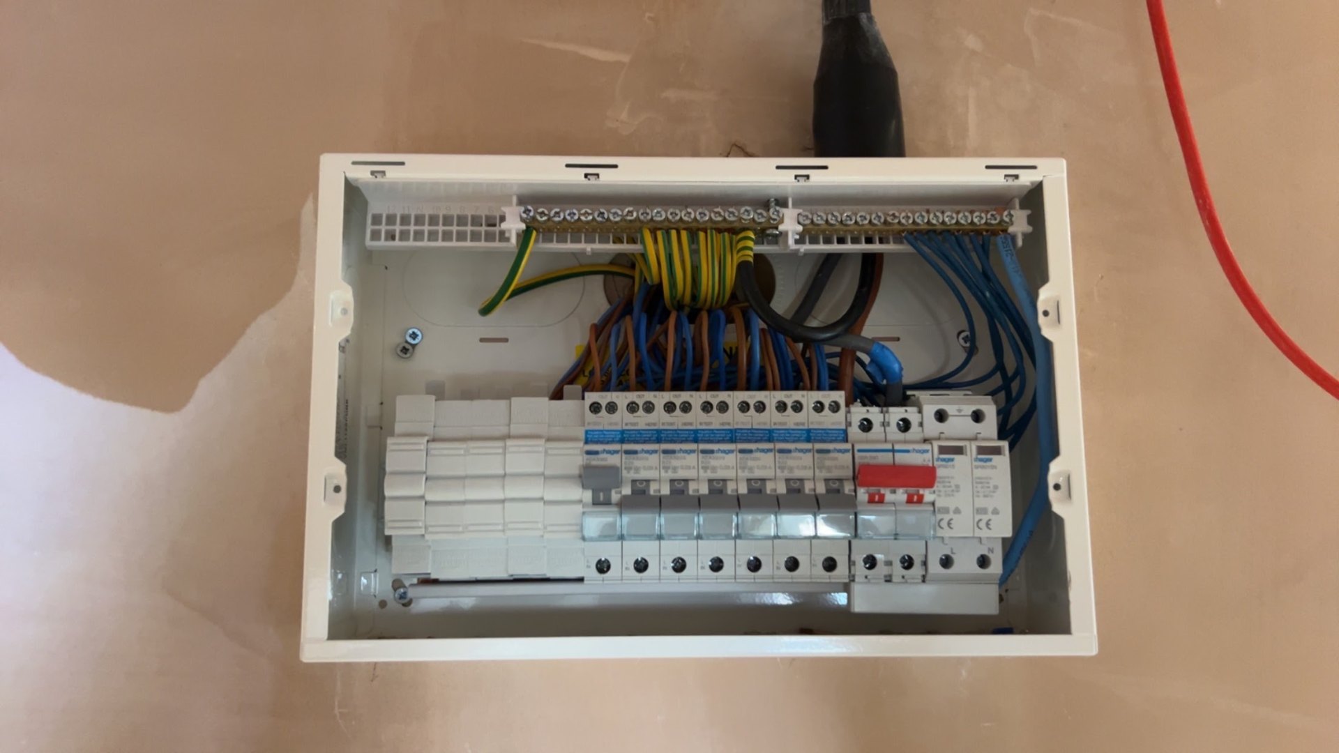 Modern consumer unit with dual RCD protection installed in Weybridge