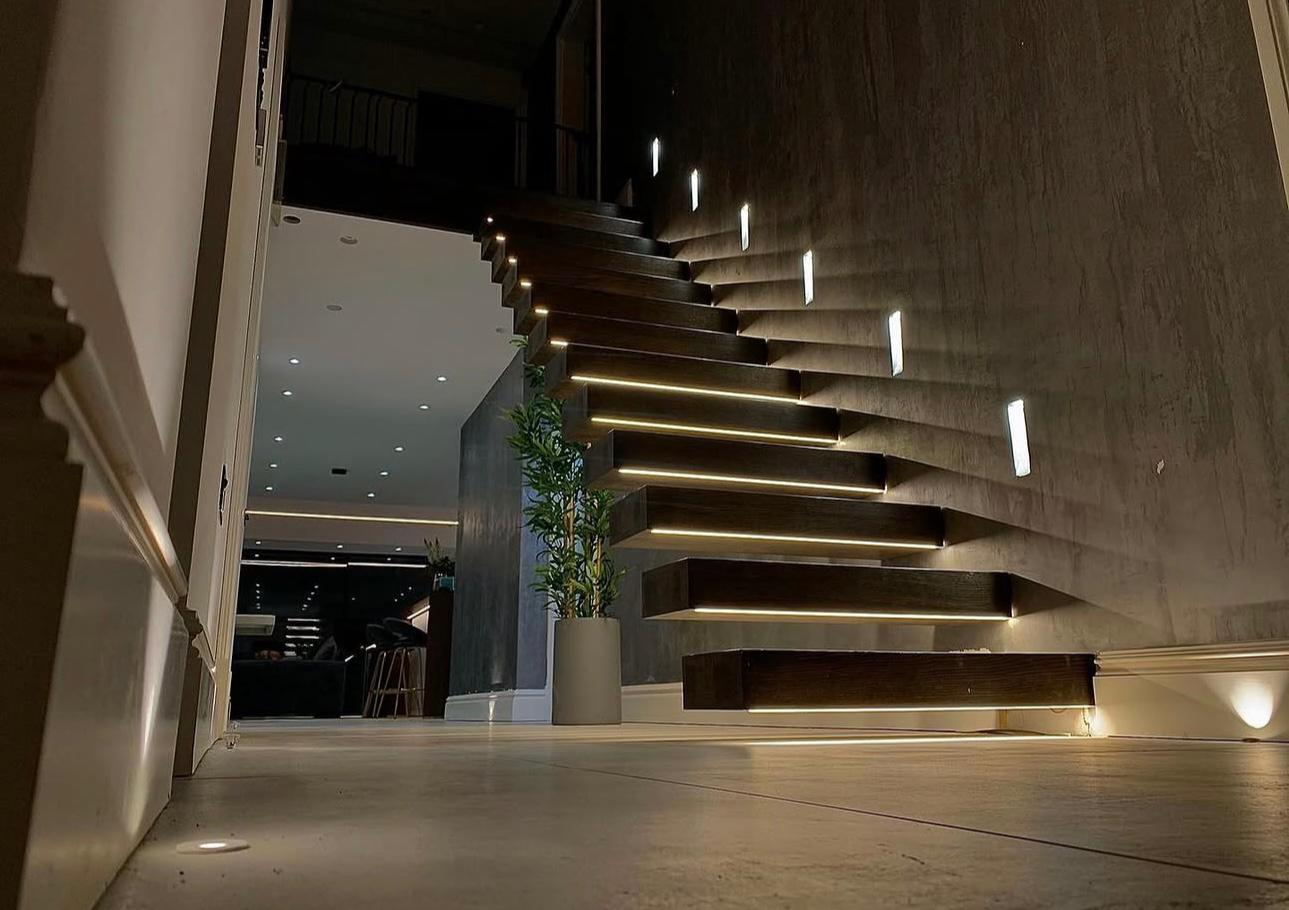 Professional staircase LED lighting installation in Surrey property